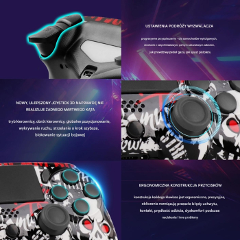 Pad / Kontroler do PS4 Bluetooth P47 Red Ey Skull
